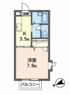 ジュネス文屋II(1K/2階)の間取り写真