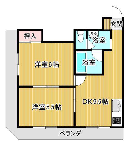 東洋プラザ野江内代(2DK/3階)の間取り写真