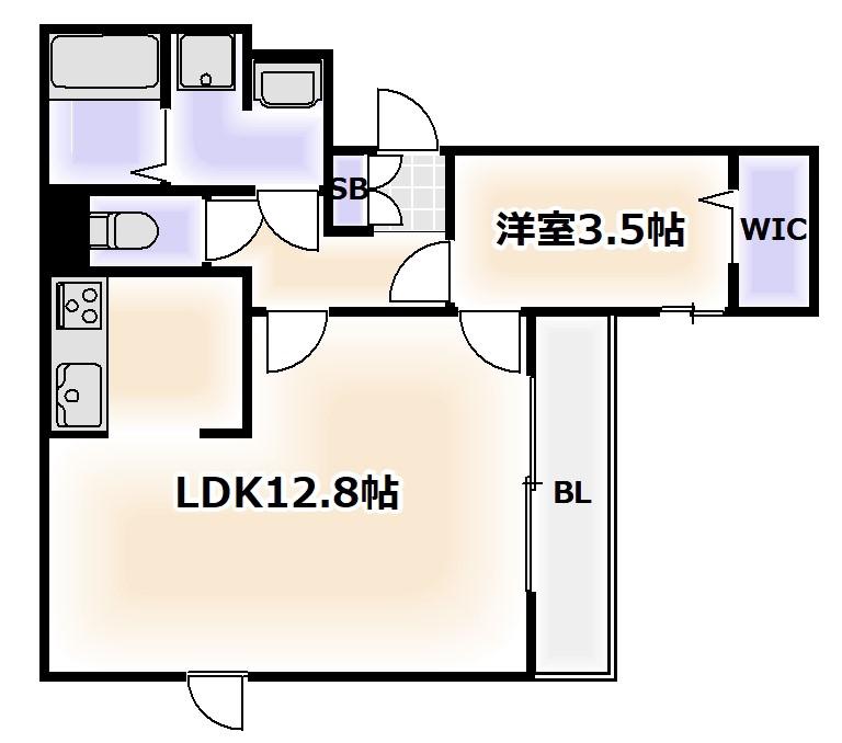 LA MAISON VERTE 西田辺(1LDK/1階)の間取り写真