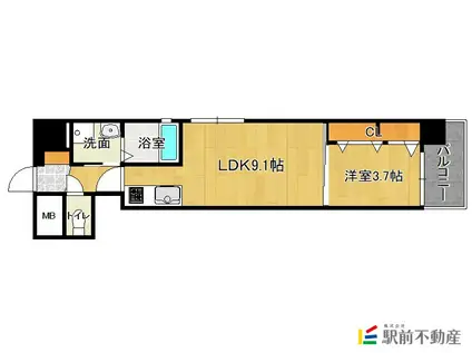 MODERN PALAZZO 姪浜 NO(1LDK/6階)の間取り写真