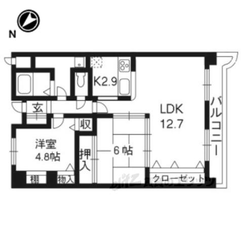 アビタシオン長尾駅前(2LDK/2階)の間取り写真