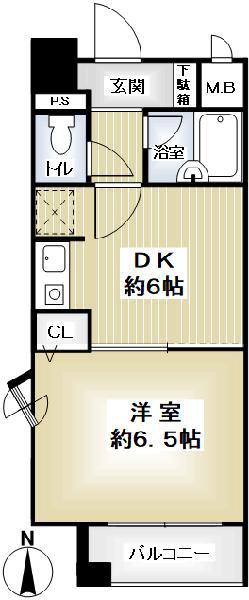 エスリード京都駅前(1DK/8階)の間取り写真