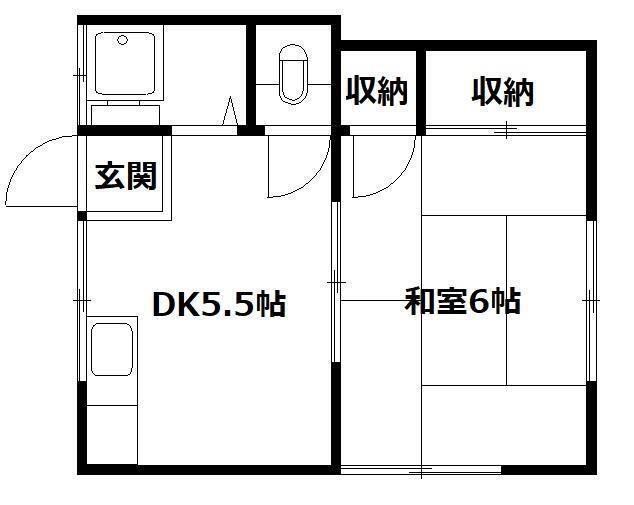 景山コーポ(1DK/2階)の間取り写真