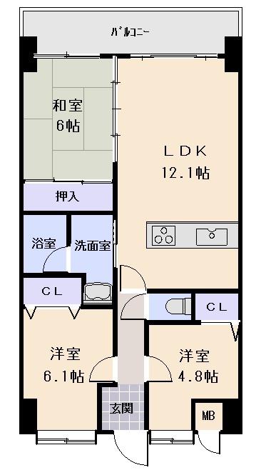 いよてつロフティ郡中(3LDK/2階)の間取り写真