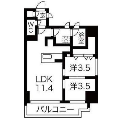 シーズンフラッツ錦糸町ウエスト(2LDK/2階)の間取り写真