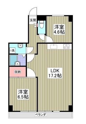 リブレス坂戸関間(2LDK/5階)の間取り写真