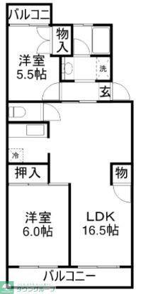園生カキナカマンション(3LDK/1階)の間取り写真