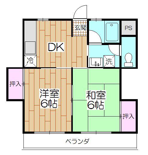 サンハイムコーワ(2DK/3階)の間取り写真