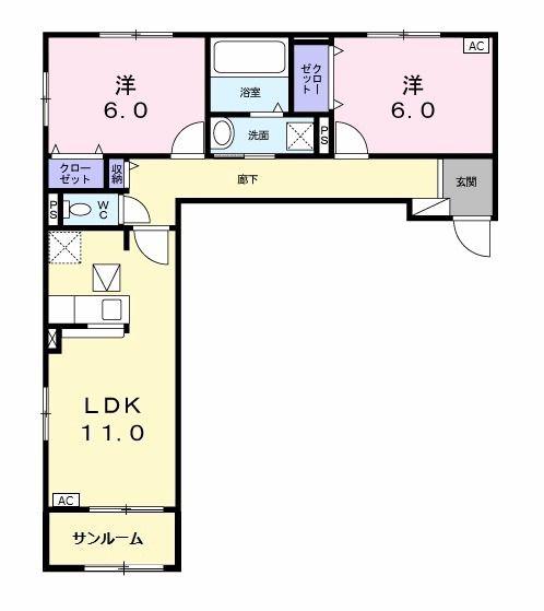 LEGAME B(2LDK/1階)の間取り写真