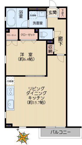 WISTERIA KAGURAZAKA(1LDK/1階)の間取り写真
