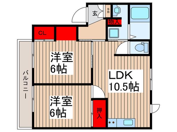 レジデンスくすのき台(2LDK/2階)の間取り写真