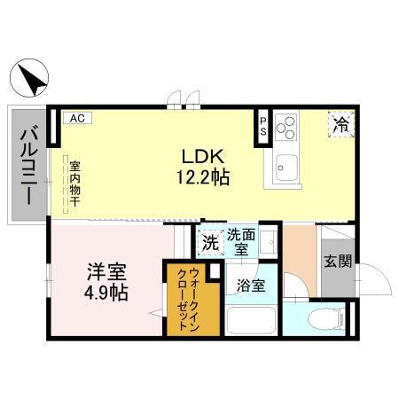 D-TORISIA(1LDK/2階)の間取り写真