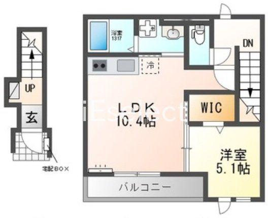 AZURE(1LDK/2階)の間取り写真