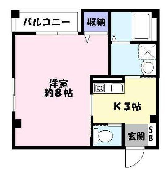 ボヌール姫路STA(1K/4階)の間取り写真