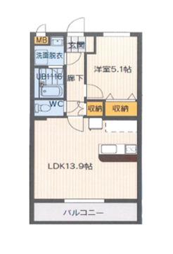 クラウニング岩宿(1LDK/2階)の間取り写真