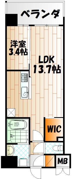 ウィングス西本町(1LDK/2階)の間取り写真