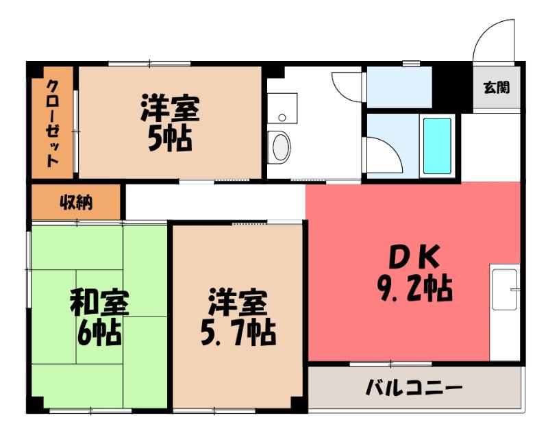 ヴィラ代官山北棟(2DK/1階)の間取り写真