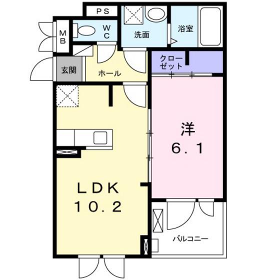 ＪＲ可部線 七軒茶屋駅 徒歩14分 3階建 築6年(1LDK/3階)の間取り写真