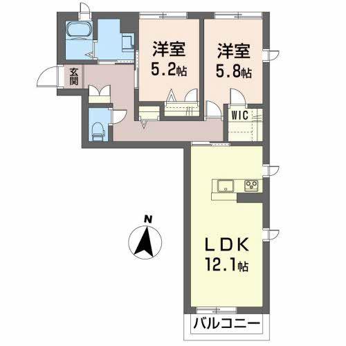 ベルハイム(2LDK/1階)の間取り写真
