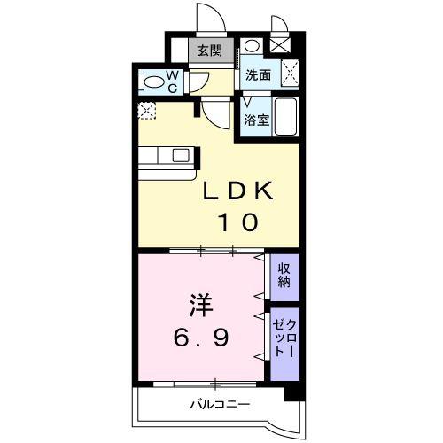 ガーデンパレス秋根(1LDK/6階)の間取り写真