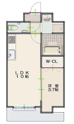ルッシェ竹下駅前(1LDK/10階)の間取り写真