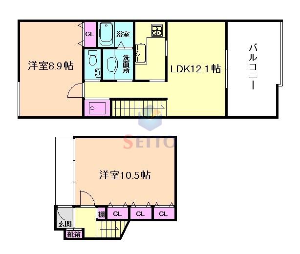 ゼファーヒル(2LDK/1階)の間取り写真