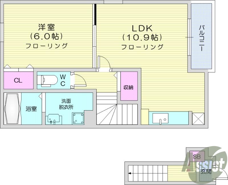グラースメゾン(1LDK/2階)の間取り写真