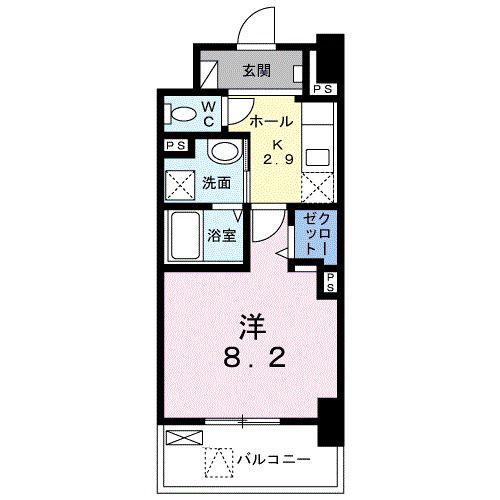 メルベージュ岸(1K/1階)の間取り写真