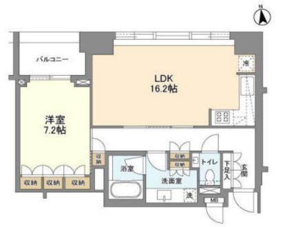LASANTE 麻布十番(1LDK/14階)の間取り写真
