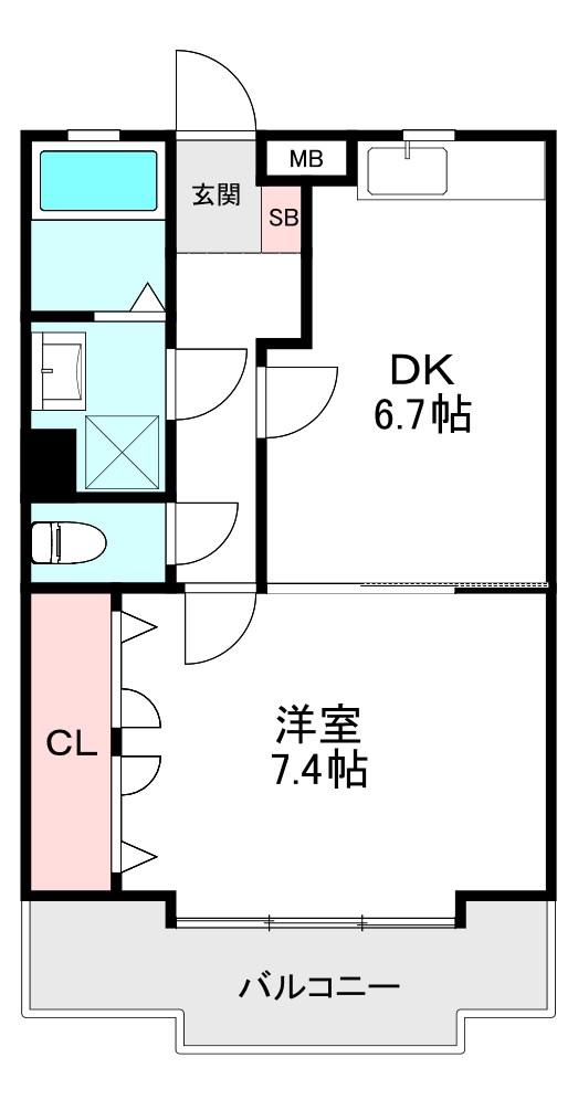 リバーパーク梅林(1DK/3階)の間取り写真