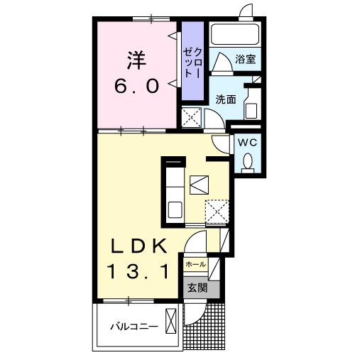 LIASU(1LDK/1階)の間取り写真