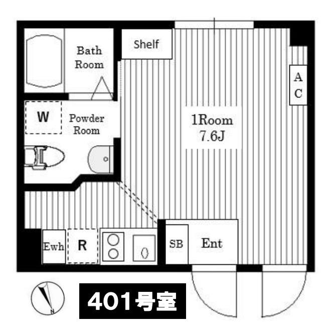 AIR TOWER NIPPORI A棟(ワンルーム/4階)の間取り写真