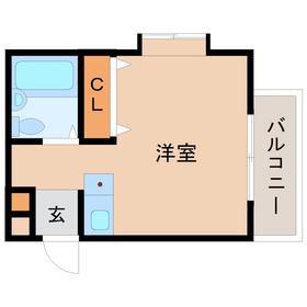 リバーヒル富松(ワンルーム/1階)の間取り写真