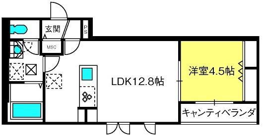 PREMIER(1LDK/3階)の間取り写真