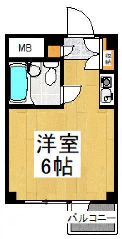 東村山ペガサスビルB館(ワンルーム/1階)の間取り写真