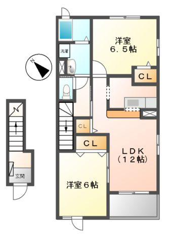 メゾンアイリス(2LDK/2階)の間取り写真