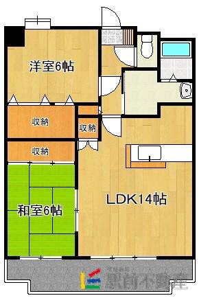 ネオハイムビル(2LDK/2階)の間取り写真