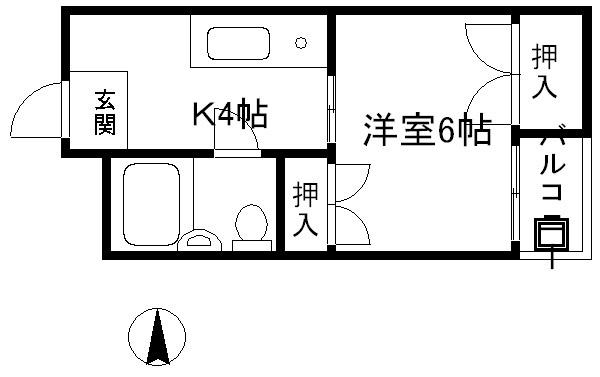 アーバンハイツ上長者町通(1K/3階)の間取り写真