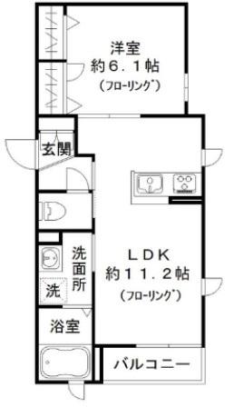 アクアコートI(1LDK/3階)の間取り写真