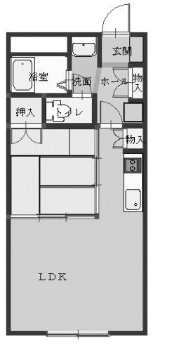 高砂ハイツ高崎東口(1LDK/1階)の間取り写真