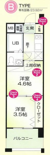 WES-PROJECT博多南(1DK/15階)の間取り写真