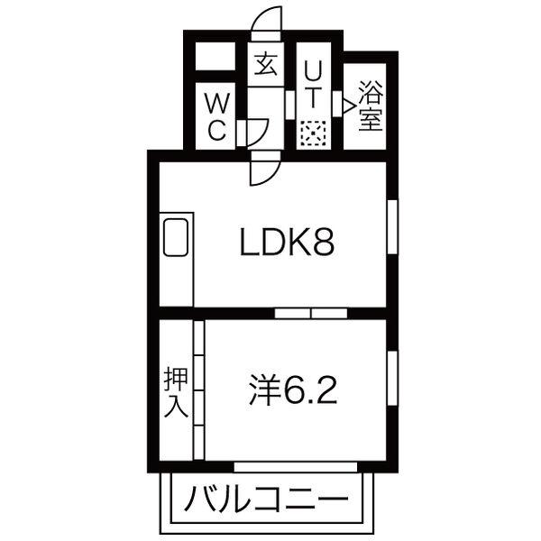エムワン一社(1LDK/7階)の間取り写真