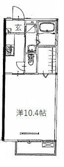 グリーンヒルズ D(1K/2階)の間取り写真