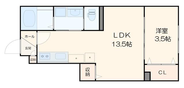 メルシーアモ五個荘(1LDK/1階)の間取り写真