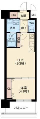 スプランディッドVIII(1LDK/7階)の間取り写真