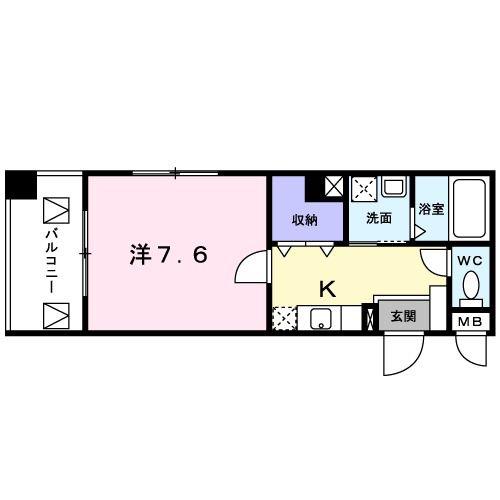 フォルシュライツ(1K/6階)の間取り写真