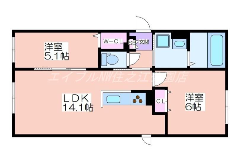 エスポアレジデンス(2LDK/1階)の間取り写真