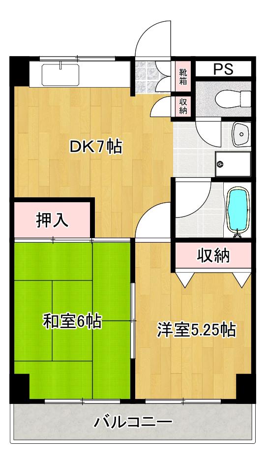ベイエステート舞浜(2DK/4階)の間取り写真