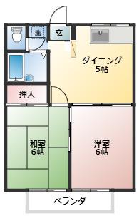 エステートピア幸A(2DK/2階)の間取り写真