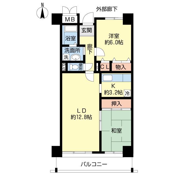 リーリオ江坂(2LDK/7階)の間取り写真